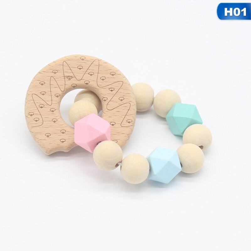 Baby Bijtring Armband Molaire Stok Beuken Houten Speelgoed Baby Armband Speelgoed Baby Care Armband Hand Lijm Zorg Geschenkdoos: HO1