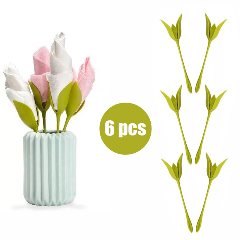 6PCS/set Napkin Holder DIY Plastic Flower Branch Serviette Holder Table Decor Romantic Party Dining Decoration Napkin Holder