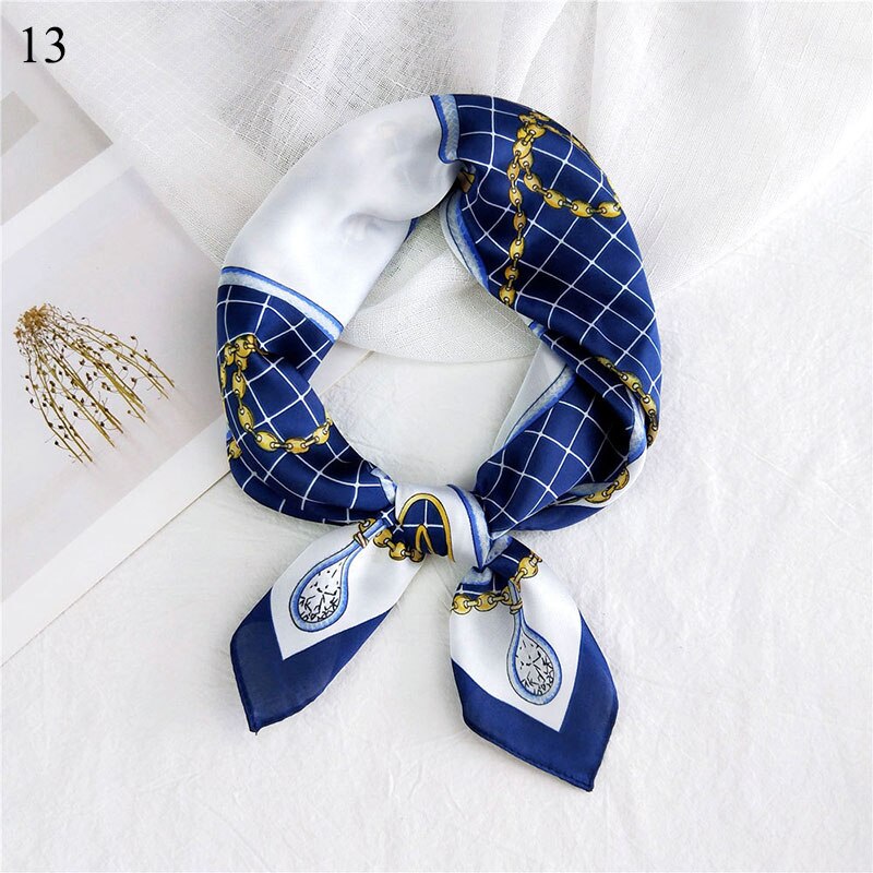 Foulard carré en soie imprimé pour femme, petit foulard de cou, bandeau pour cheveux, foulard, foulard, bandana, châle: 13