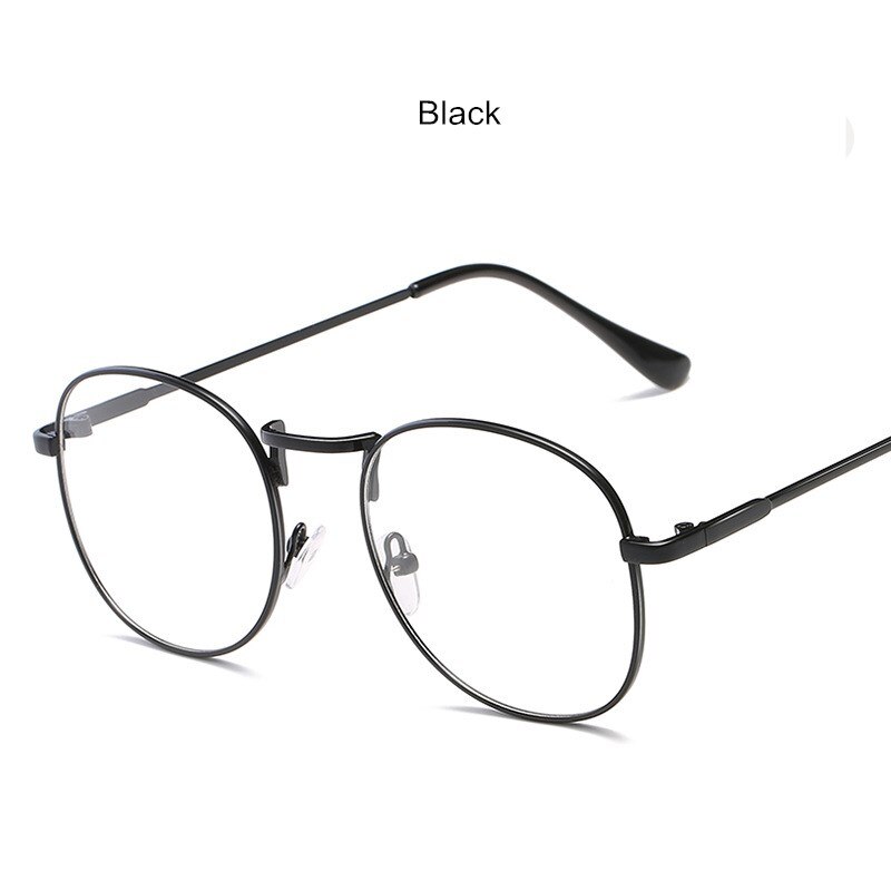 Vintage Metalen Brillen Anti-Blauw Licht Vrouwen Optiek Bijziendheid Bril Klassieke Mode Ronde Frame Bril Computer Mannen: Black