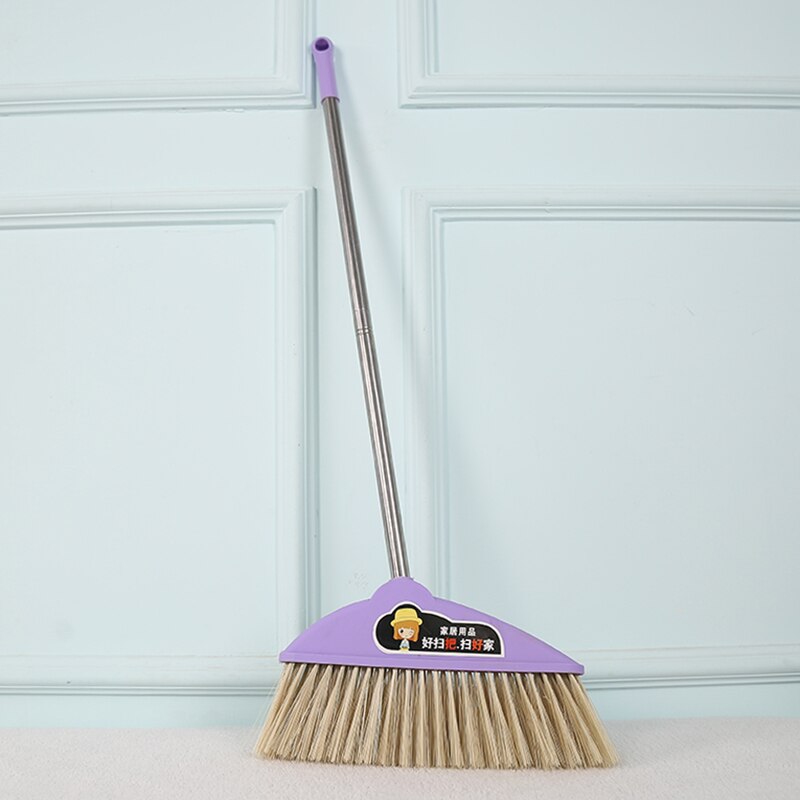 Big Single Broom Household Dust Sweeper Stainless Steel Home Kitchen Garbage Collector Hair Magic Mop Cleaning Floor Wiper Brush: purple