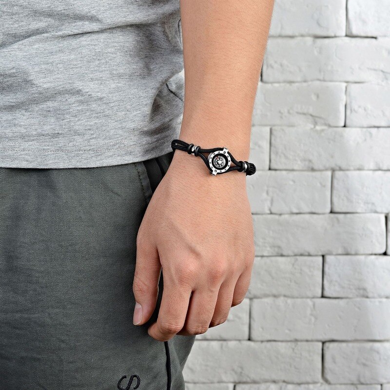 Outdoor Camping Verloren Richtung Edelstahl Kompass Armband Rettungs Überleben Armband Unisex Kreative Schmuck
