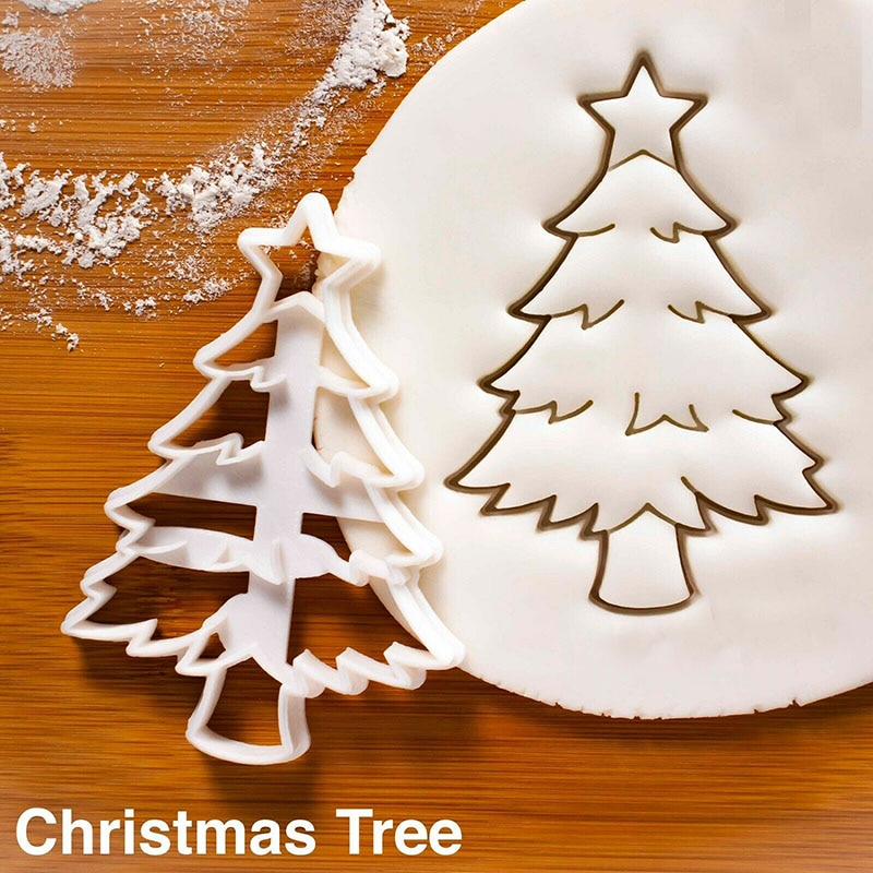 Kerstboom Plastic Cookie Cutter Cake Biscuit Mold, Kerstmis Baking Tool, Winter Cookie Stempel, Xmas Cutter