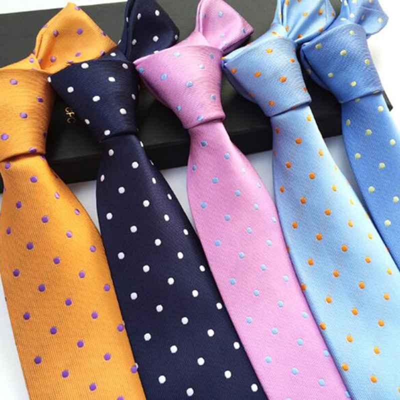 GUSLESON-Corbata de lunares florales para hombre, corbata informal de 8cm de seda, azul y rojo, de negocios, boda, corbatas formales para el cuello, accesorios