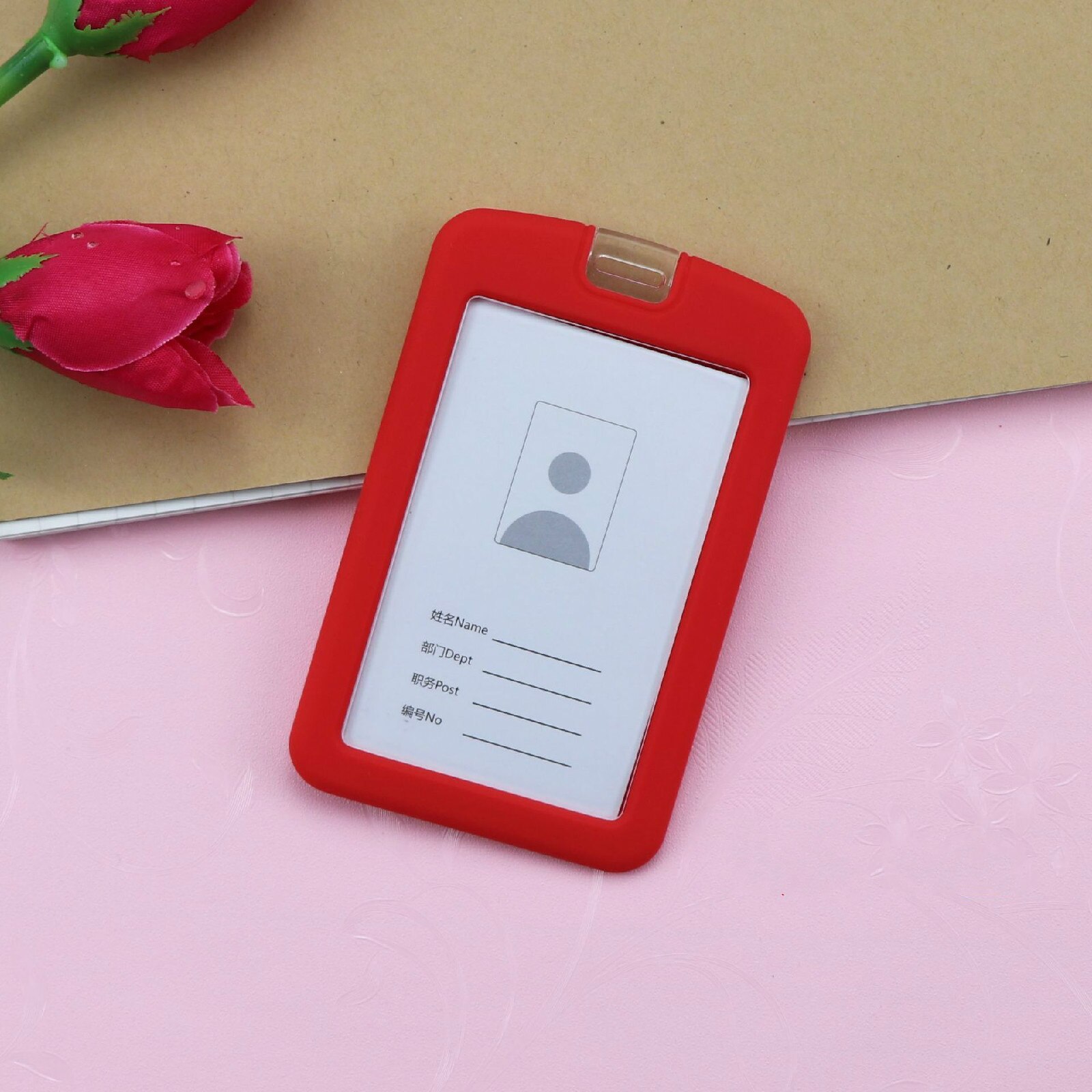 3/5pcs Credential Door Holders Credentials Holder Students Bus Card Case Lanyard Identity Badge Cards Cover Silicone Card Holder: Red / 5Pcs