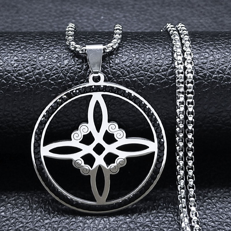 Afawa wicca hekseknude halskæde til kvinder/mænd rustfrit stål krystal hekseri amulet halskæde smykker halsbånd nudo de la bruja: Stålfarve