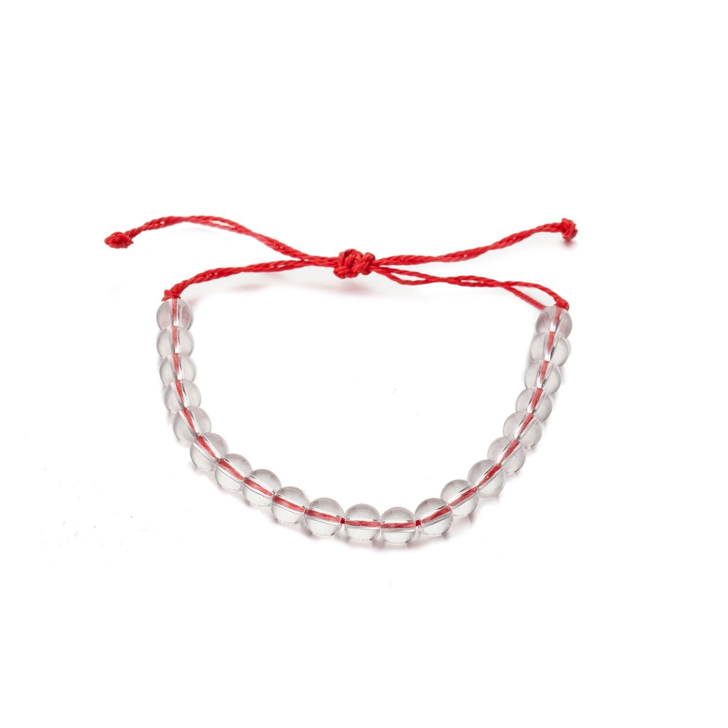 Bohemian Marine Style Bead Armband Transparante String Glas Marine Bescherming Sieraden Verstelbare Armband Voor Mannen En Vrouwen: red