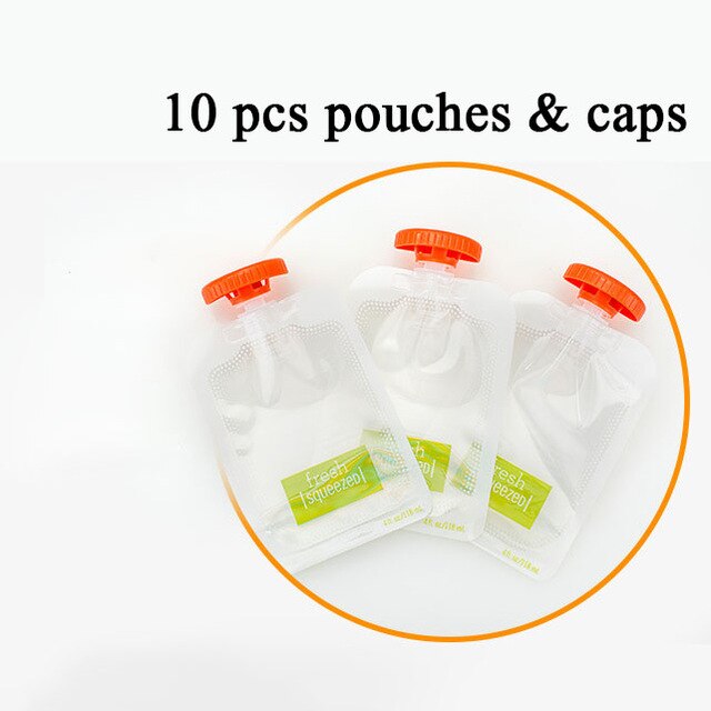 5/10/50 pcs Reusable Baby Food Spout Pouch Container Baby Food Maker Fresh Fruit Distributor Infant Storage Squeeze Food Station: 10pcs disposable