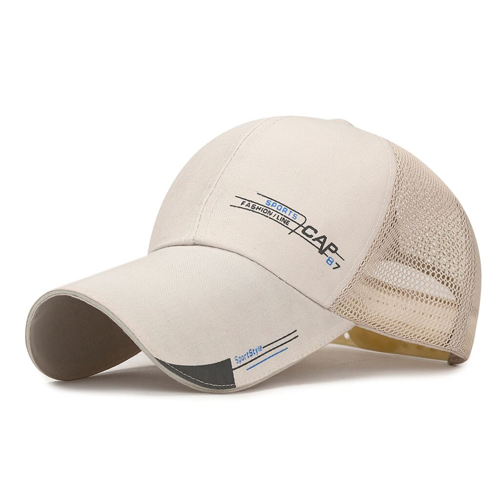 Unisexe femmes hommes maille casquette de Baseball réglable camionneur en plein air Sport Hip-hop chapeau hommes casquette en plein air soleil chapeau soutien # T2: Beige 