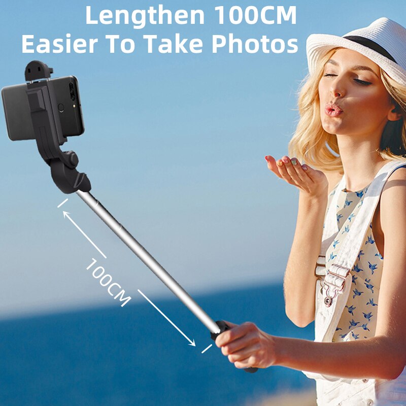 Kabelloser selfie-stick, bluetooth-kompatibel, faltbares mini-stativ für smartphones mit aufhelllicht, auslöser und fernbedienung für ios und android
