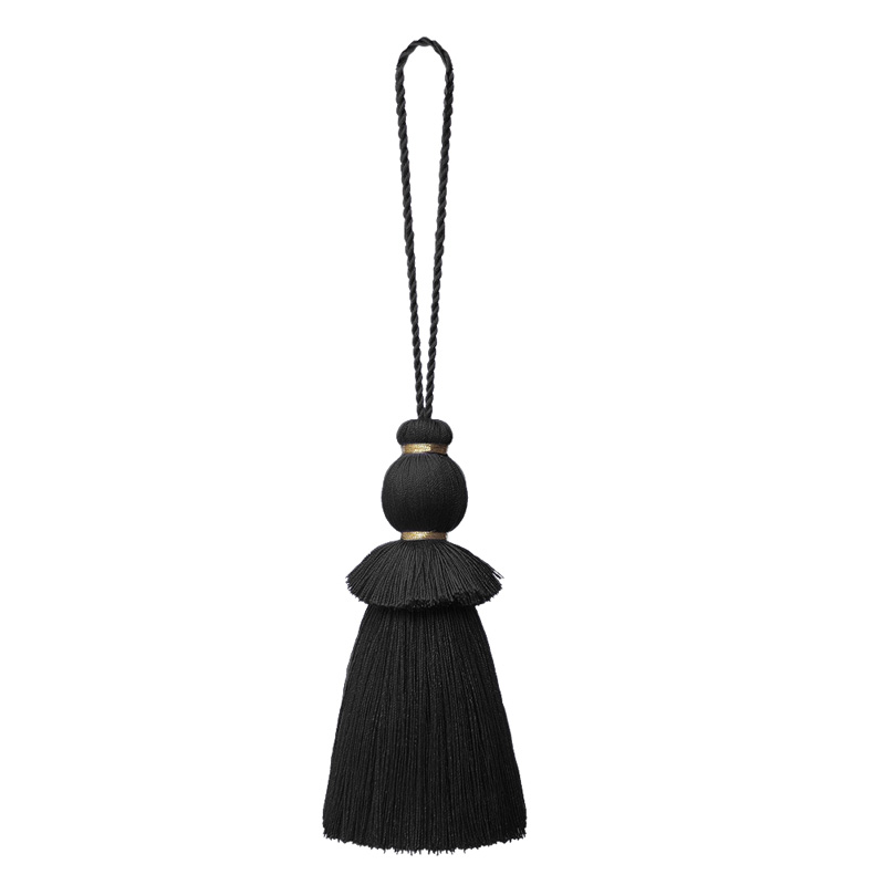 Borlas de cortina, borlas suaves y elegantes hechas a mano con lazo para cordón, accesorios DIY para almohadas de perilla de puerta de cortina.: Negro