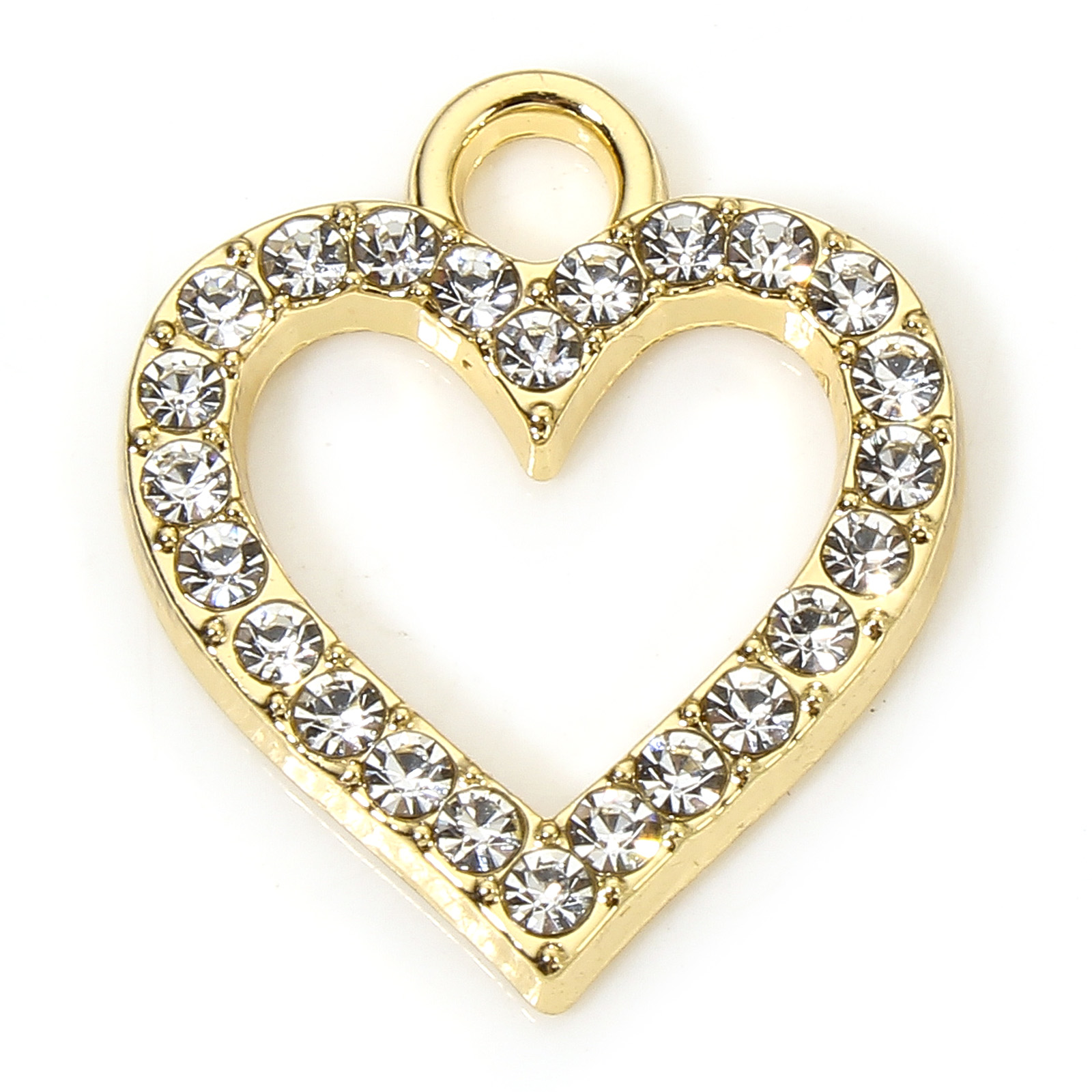 10 Uds. De dijes de corazón Micro pavé, aleación a base de Zinc, dijes para el Día de San Valentín, colgantes pequeños multicolores para joyería DIY 17,5mm x 15mm: Rodio plateado