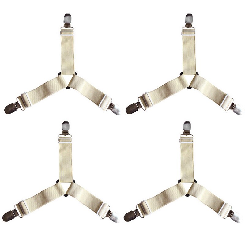 4Stck Einstellbare Dreieck Elastische Bettlaken Clips Halfter Matratze Bettdecke Decke Verschluss Riemen Befestigung Unterhose-Beständig Gürtel: Typ A khaki 4Stck