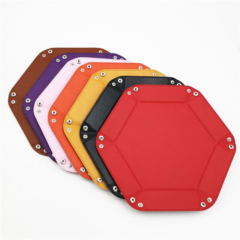 Bandeja para dados hexagonales plegable de cuero PU, soporte para juegos RPG DnD, barra de juegos, mesa, juegos, placa de dados, caja de almacenamiento rodante, Shipper