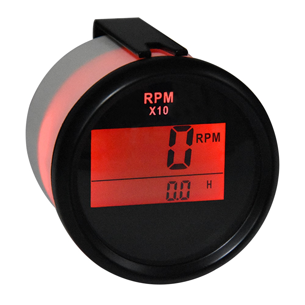 Digital 0-999RPM Tachometer for Boat Car 52mm Gauge Tacho LCD Engine Truck Gauge with Hoursmeter Red Back Tacho