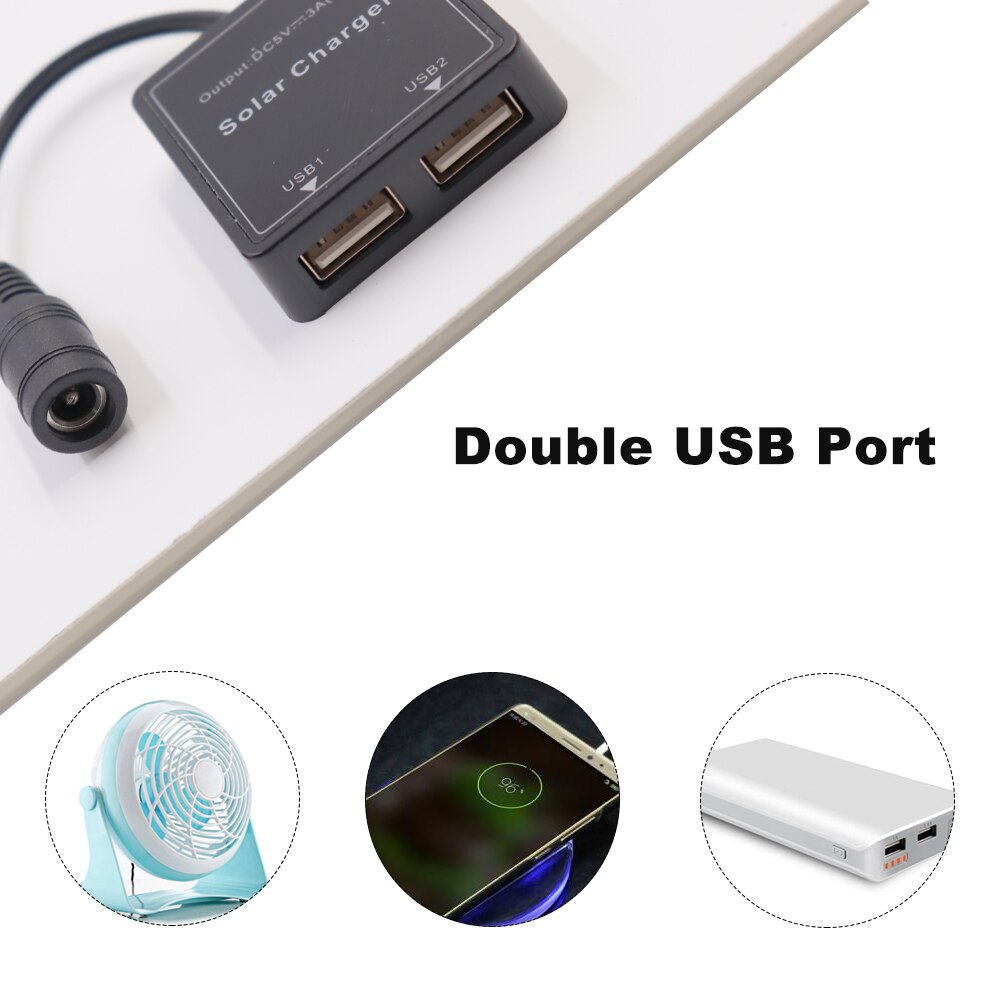 20W 5V Portable Double USB Port Flexible High Efficiency Sunpower Polycrystalline Solar Panel Power Kit