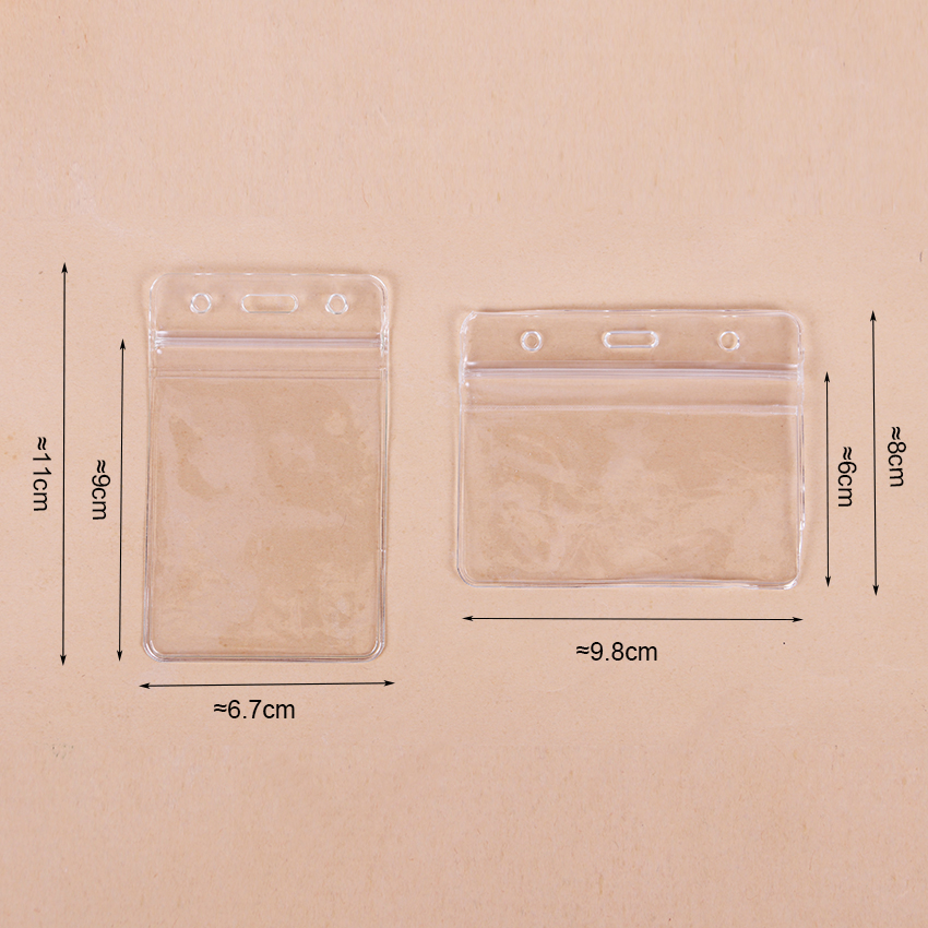 10PCS PVC ID Badge Case Clear and Transparent Holes Bank Credit Card Holders ID Badge Holders Accessories