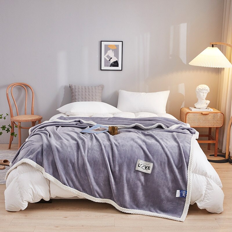 Yaapeet Winter Flannel Blanket Double Thicken Warm Throws Blanket Super Sofa Heavyweight Decorative Bed Blanket 200x230cm: Dark Grey / 150X200cm