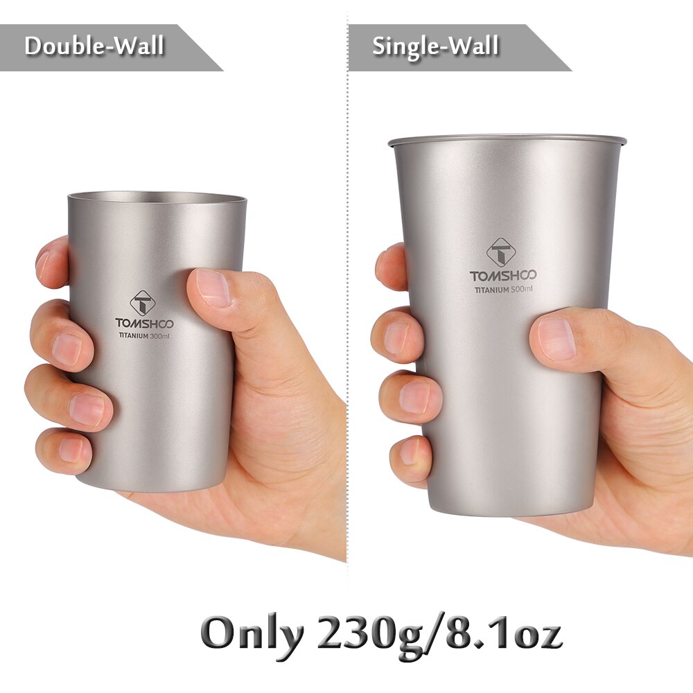 TOMSHOO Titanium Cup Single-Wall Beer Cup 17oz 500ml Ultralight Water Cup Coffee Tea Mug Tableware Camping Cup For BBQ Picnic