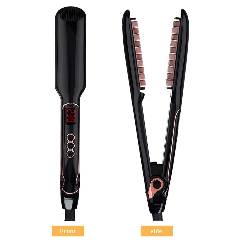 Plancha voluminizadora de pelo clásica 2 en 1, peines de pelo de cerámica, engarzador de temperatura ajustable, cepillos para maíz