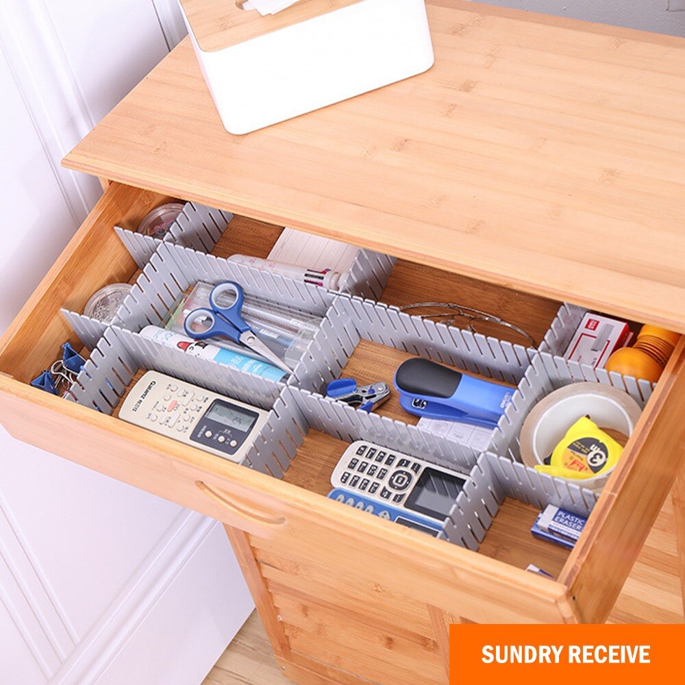 4pcs Drawer Divider Adjustable Plastic Free Combination Partition Storage Shelves Organizer Underwear Socks Makeup Clapboard
