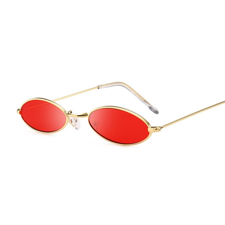 Vintage små ovale solbriller kvinder mærke metalstel klare sorte linse nuancer solbriller kvindelige briller  uv400: Guldrød