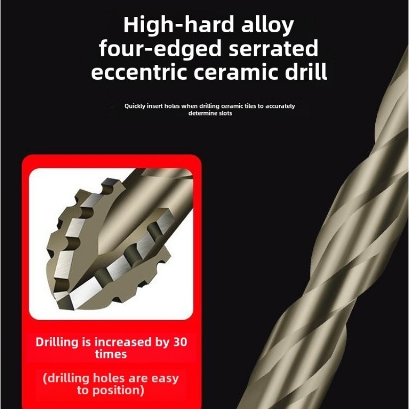 Firkantet, savtakket excentrisk borehoved til tørboring i alle keramiske fliser, keramik, glas, marmor, beton, rustfrit stål, sten