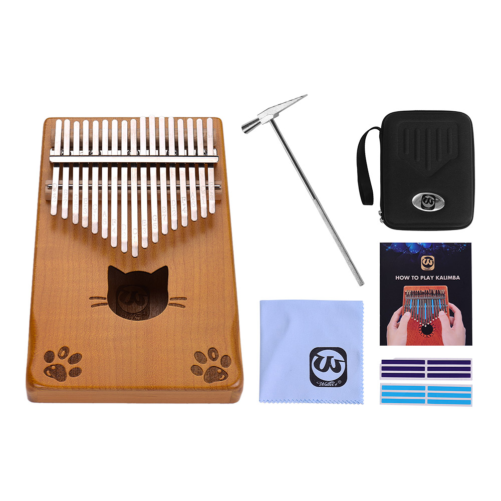17 key Kalimba Walter.t WK-17MS Thumb Piano Mbira Maple Wood with Carry Bag Tuning Hammer Cleaning Cloth Stickers Musical: yellow