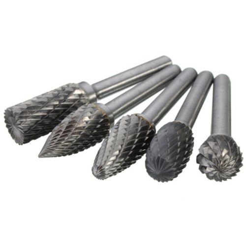 Fraises en carbure de tungstène à Double coupe, 5 pièces de 12mm de diamètre, tige de 11/11 ", fraises de coupe rotatives en carbure de tungstène, broyeur B, 1/4