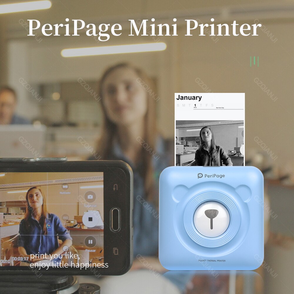 Peripage – Mini-imprimante Photo Portable sans fil A6, 58mm, avec étiquette autocollante et Notes,