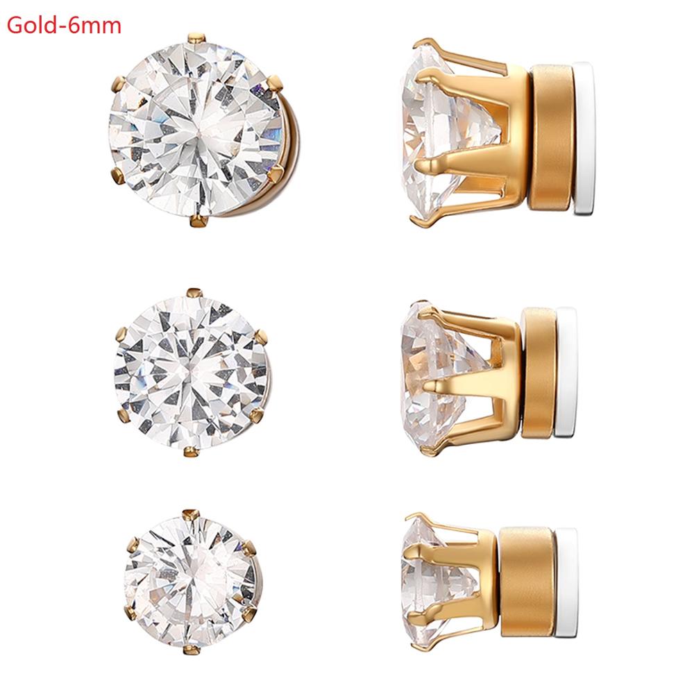 Boniskiss Roestvrij Staal Stud Oorbellen Voor Mannen Vrouwen Unisex Ronde Magneet Oorbellen Zonder Piercing Mode-sieraden: Gold-6mm