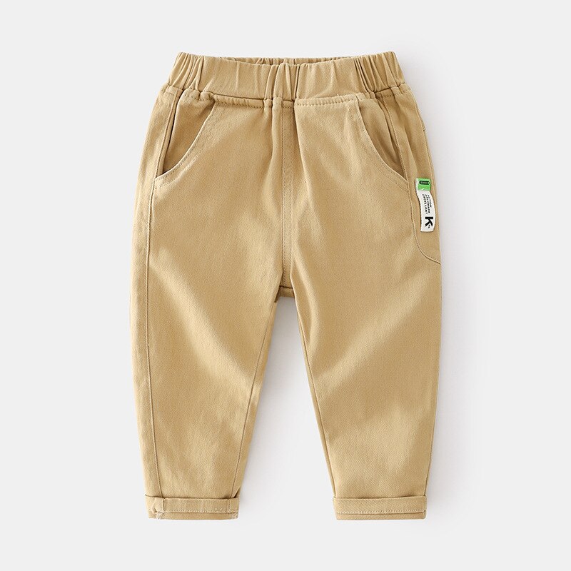 Calças cargo de algodão para meninos, calças da moda para crianças pequenas de algodão com elástico na cintura, roupas para crianças pequenas: khaki / 3T