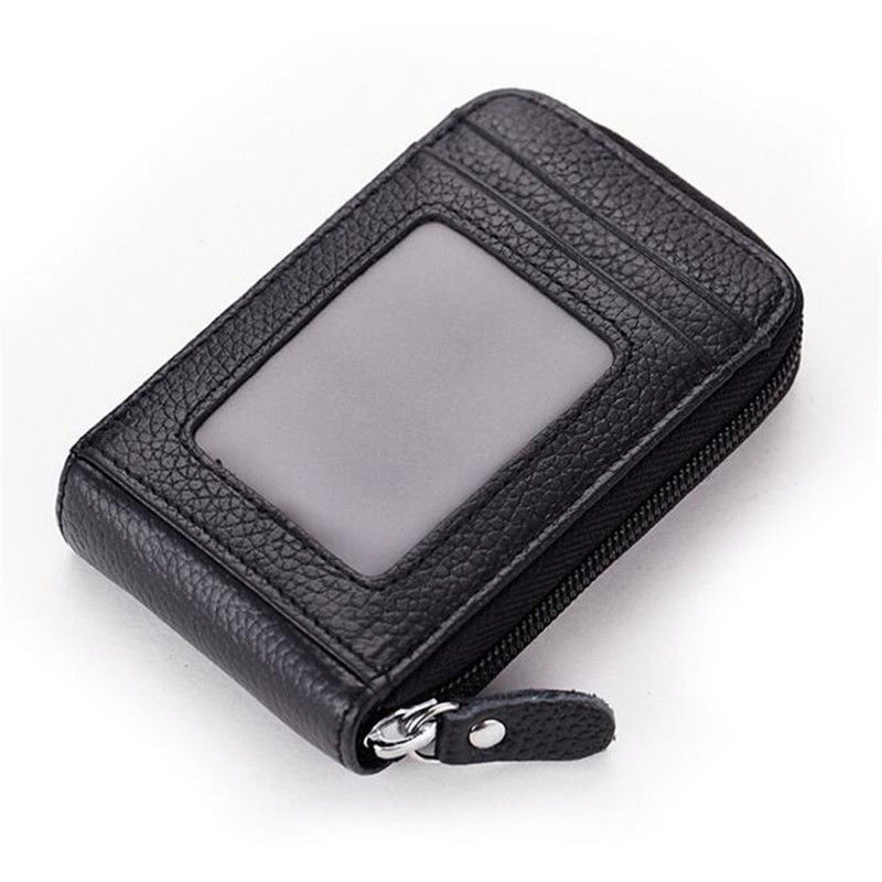 Leather Unisex Card Holder Wallets Female Credit Card Holders Women Pillow Card holder Purse: Black