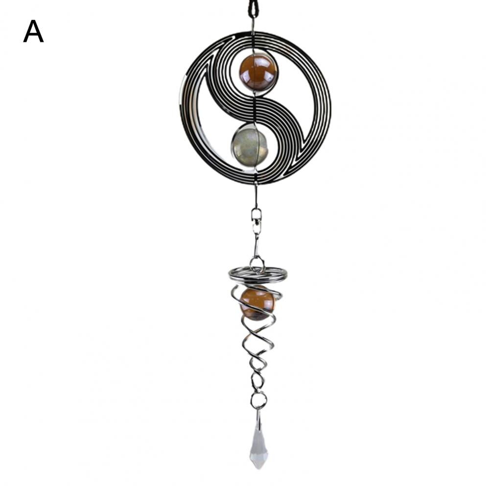 Carré losange rotatif métal spirale queue boule vent carillon pendentif décor à la maison: A