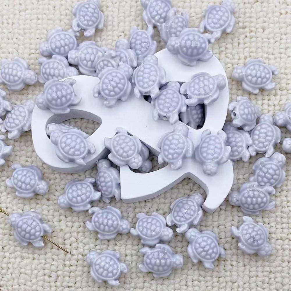 Cuentas de tortuga marina hechas a mano, 10 piezas, espaciador de cerámica de , cuentas sueltas, Kit DE FABRICACIÓN de pulseras 3D: Azul