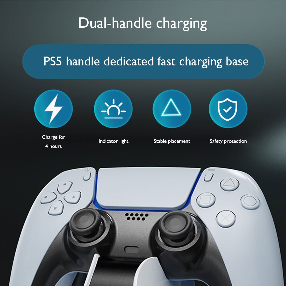 For PS5 Controller Charging Dock For DualSense Charger Dual Fast Charging Dock Station Dock for PlayStation5 Wireless Controller