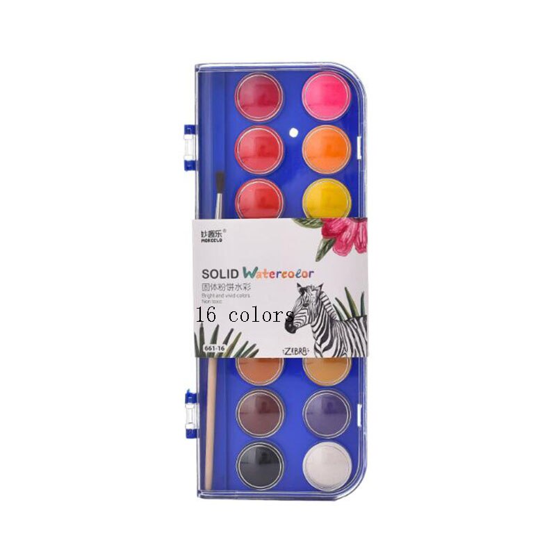 12/16/28 Kleuren Solid Aquarel Schildert Met Schilderen Borstel Voor Kinderen Diy Art Schilderij Tekening Gereedschap Set: 16 Colors