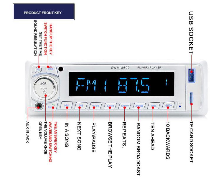 Auto Radio SWM-8600 Auto Plug-in Card Bluetooth MP3 Digitale Versterker Mp3 Speler USB Radio Auto gemonteerde MP3 elektronische Accessoires