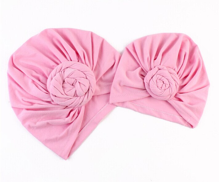 2 uds juego mamá bebé turbante anudado indio sombrero madre niñas niños turbante diadema de pelo de accesorios pañuelo Headwrap diadema: Rosa