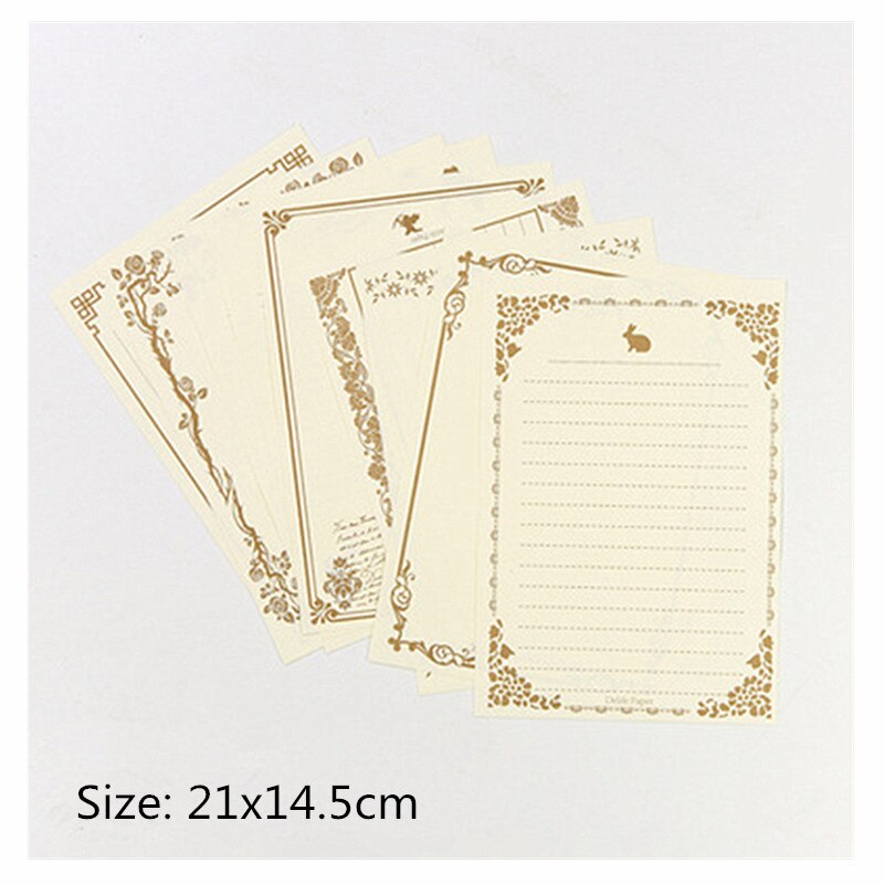 8 Sheets Kraft Vintage Writing Paper Flower Brown Letter Paper Romantic Greeting Letter Paper Writing Paper: E