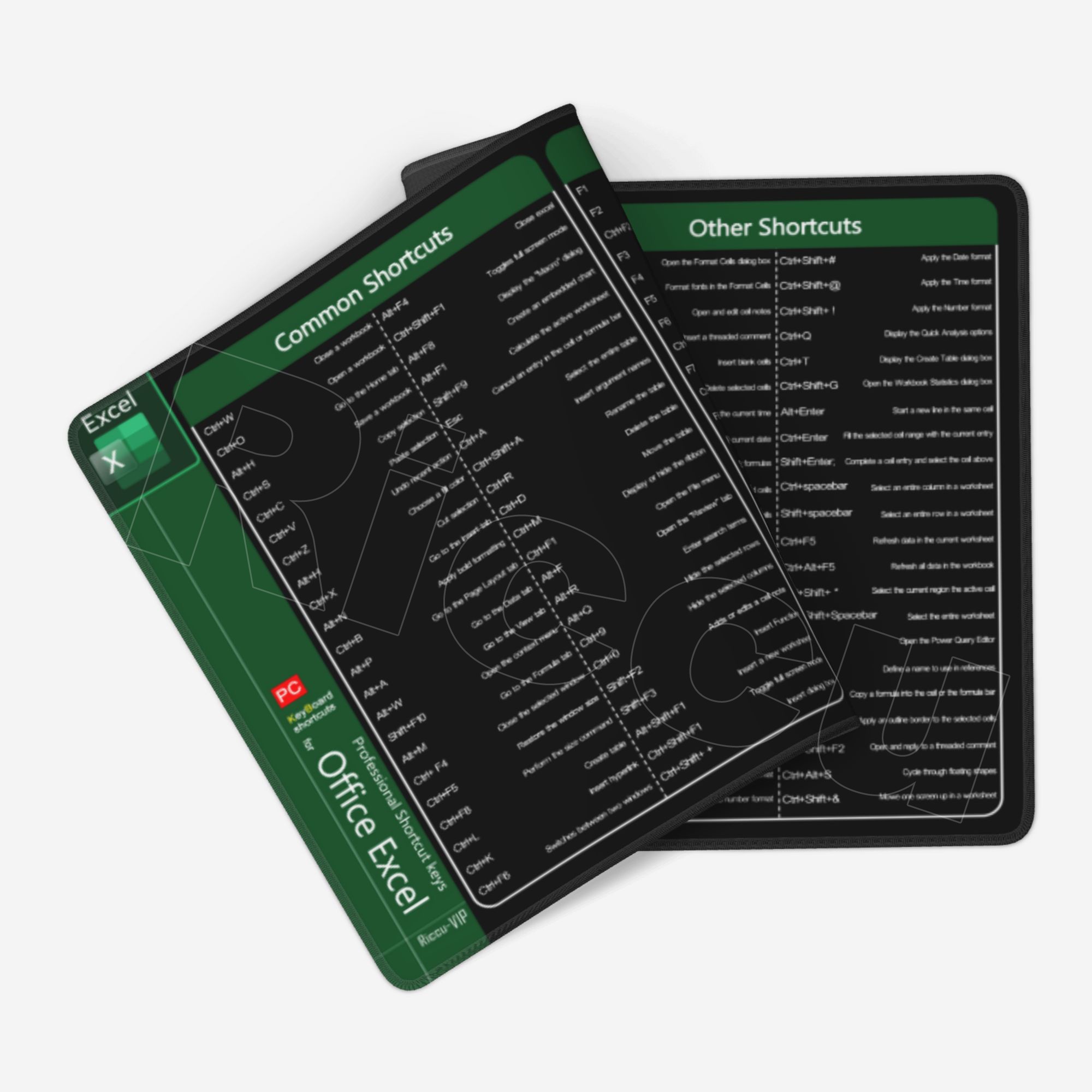 Große erweiterte Bürocomputer-HD-Schreibtischunterlage Riccu Excel Shortcuts Mauspad Xxl-Tastatur-Mauspad mit rutschfester Basis mit genähtem Rand
