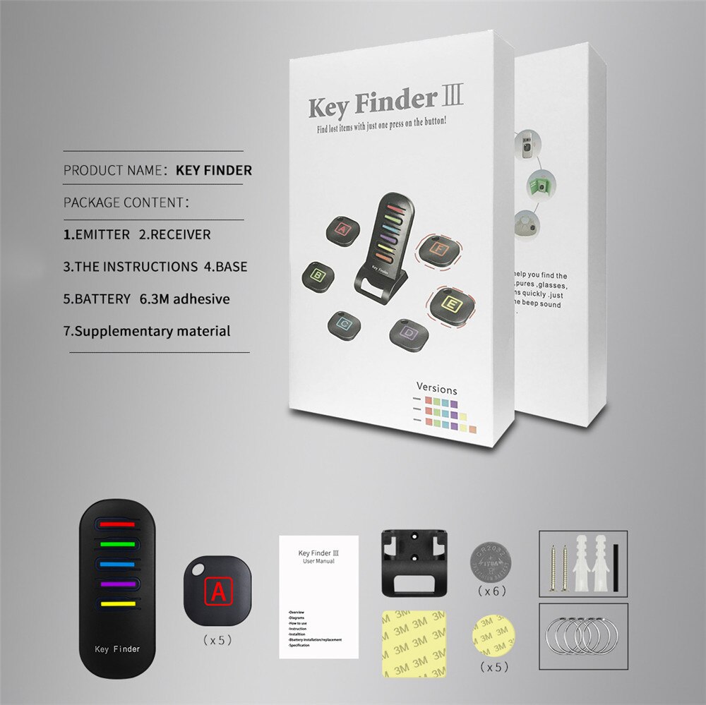 Wireless Pet Tracker Key Finder Remote Key Locator Phone Wallets Anti-Lost 5 Receivers and 1 Dock: Default Title