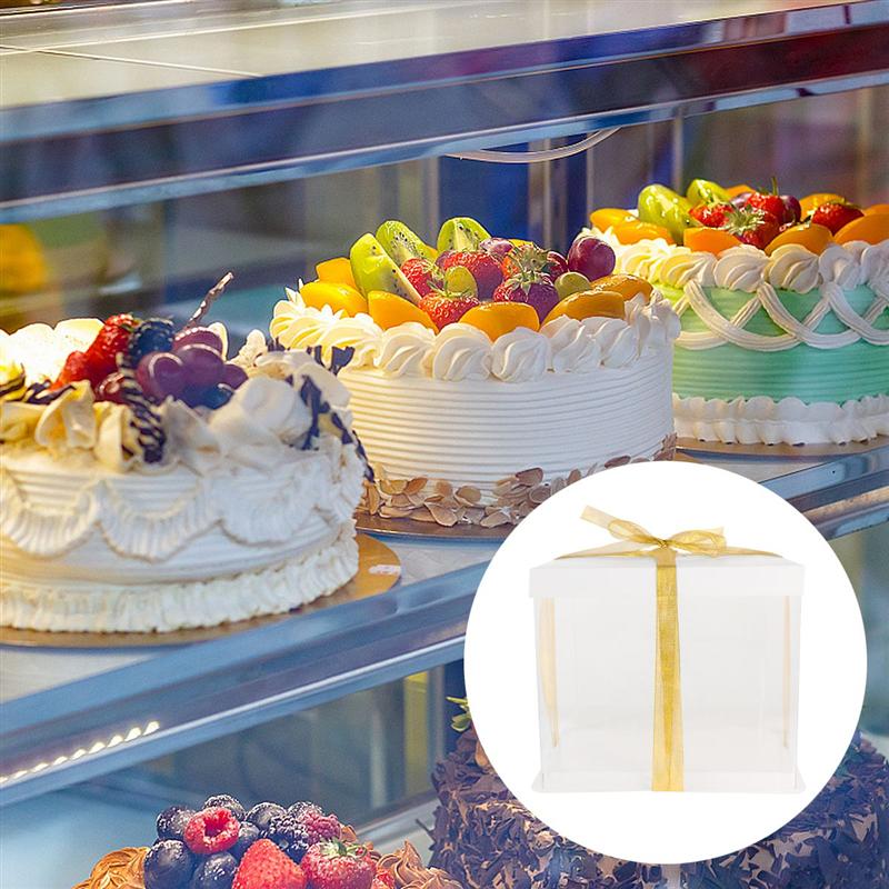 5 st födelsedagstårta lådor tårta genomskinliga pappersförpackningar lådor tårta förvaringslådor engångs dessert behållare avhämtningslådor