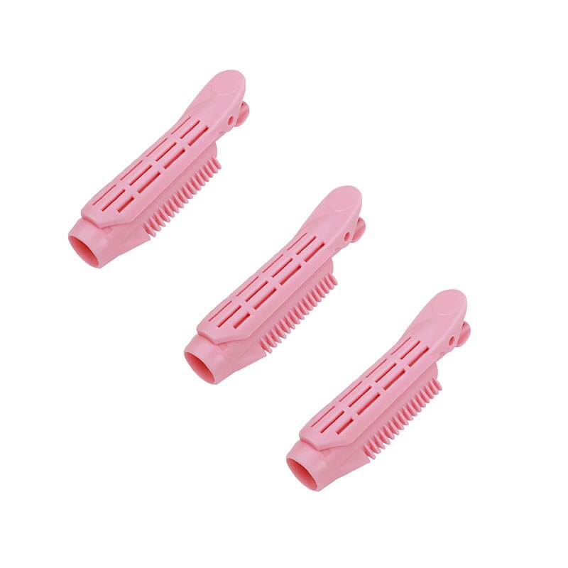 1/2/3Pcs Candy Kleur Haar Clip Wortel Pluizige Plastic Hair Curler Draagbare Bang Kapsel Golvend Haar pin Roller Haaraccessoires: Pink 3PCS