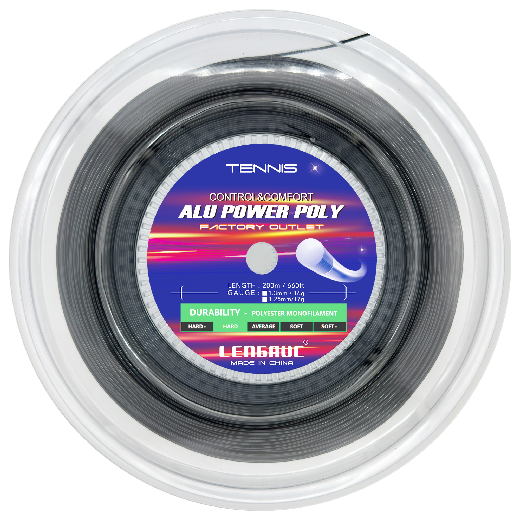 1 reel TAAN Durable TT5300 Power Tennis String reel(Polyester Strings-200m/reel): grey