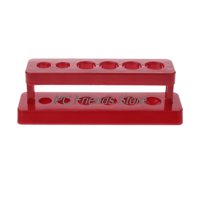 1 stk reagensglasholder 6 hullers plaststativ rød stativ burette stativ hylde laboratorie-pc ven