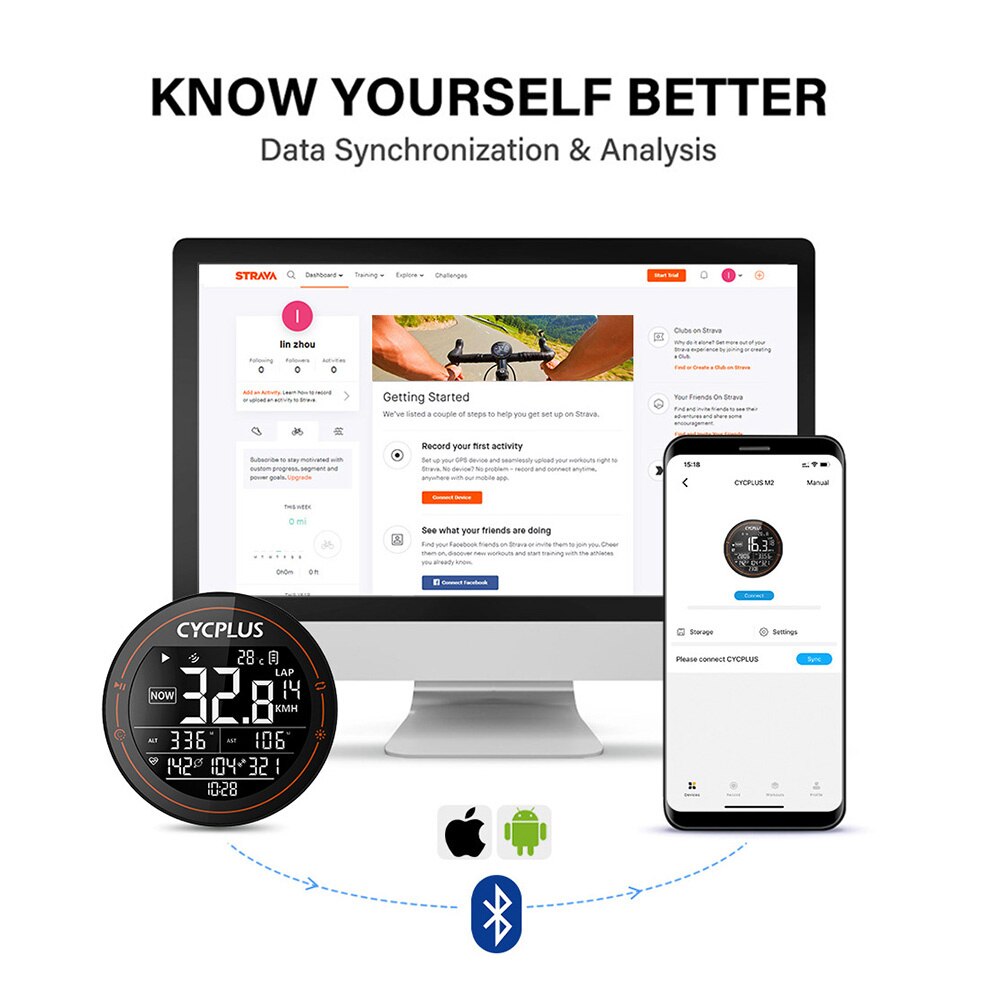 CYCPLUS M2 Gps Fahrradcomputer Fahrrad Computer Tacho Ameise + Bluetooth Energie Meter Drahtlose Radfahren Navigator Fahrrad Zubehör