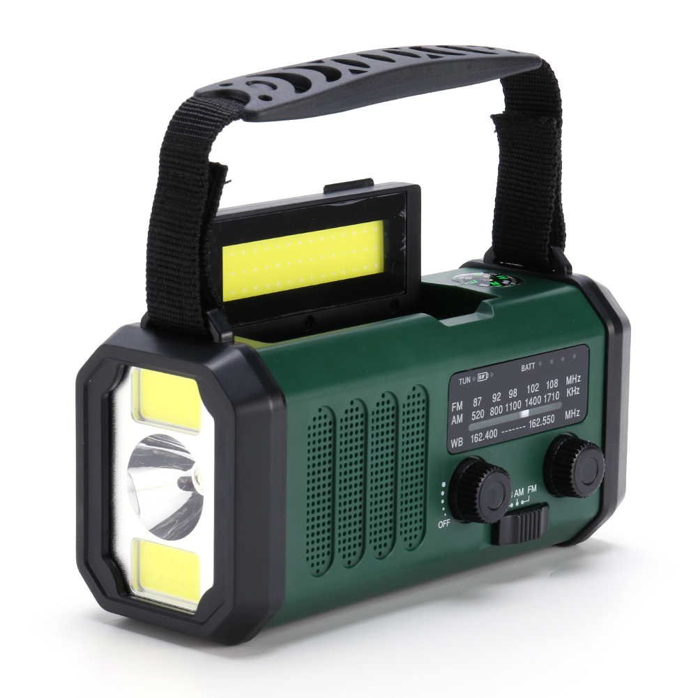 Solar--Wetterradio, 16000 mAh-12000 mAh, Taschenlampe, Handkurbel, Notfallradio, Leselampe, eingebauter Lautsprecher für das Überleben Ich bin Freien: Holz