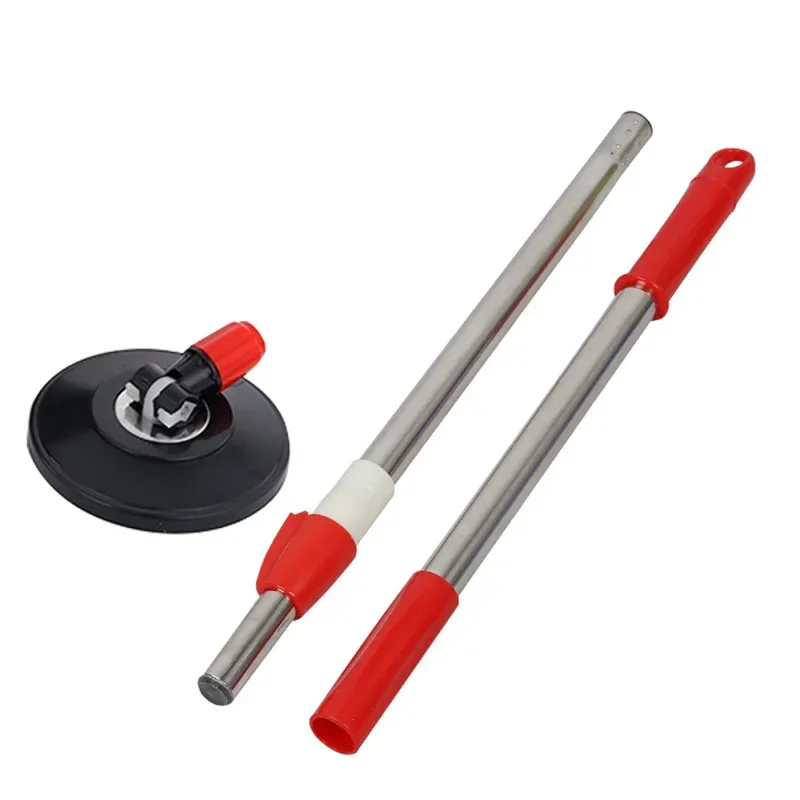 Spin Mop Pole Handle Replacement for Floor 360 Degrees Rotating Floor Mop Pole No Foot Pedal Version Handle Cleaning Tool Kit: Red