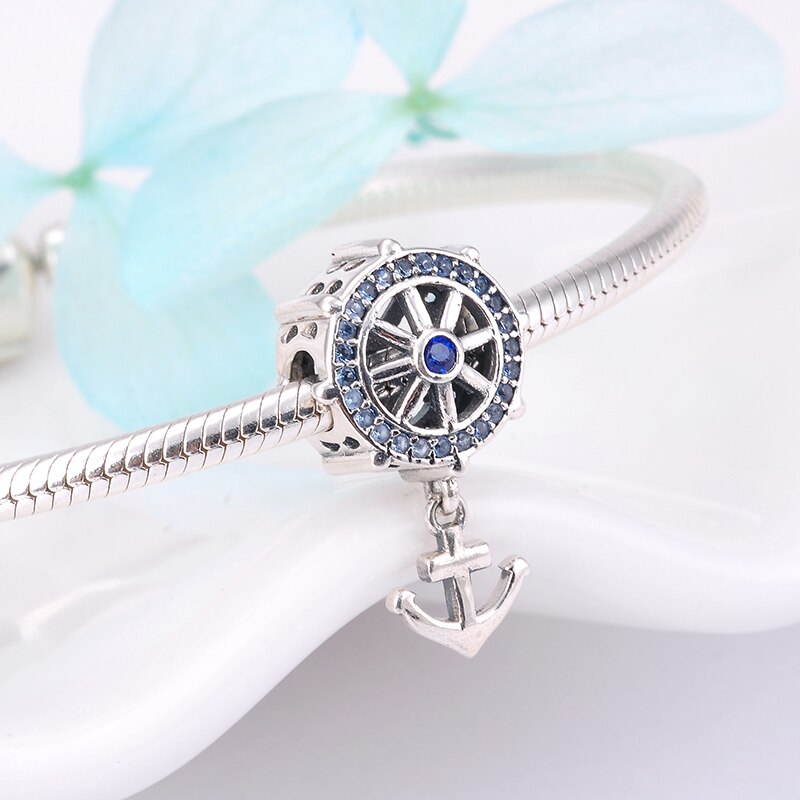 Abalorios de ancla de Plata de Ley 925 auténtica, compatibles con pulsera Europea Original, fabricación de joyas, colgantes de , 100%